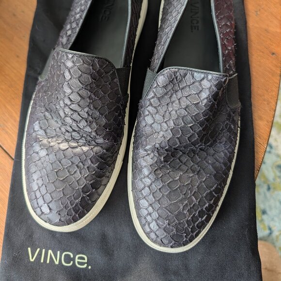 VINCE Berlin Python Embossed Slip-On Sneaker LIKE NEW size 10/41.5 - Picture 1 of 9